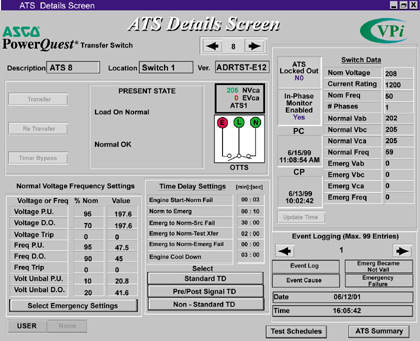 Transfer Switch Detail Screen 300 Series