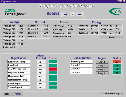 Engine Generator Screen